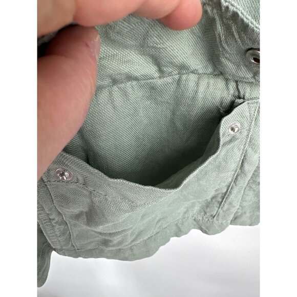 Christian Siriano NY Linen Blend Snap Front Medium Green Utility Jacket Size 3X - Picture 3 of 11